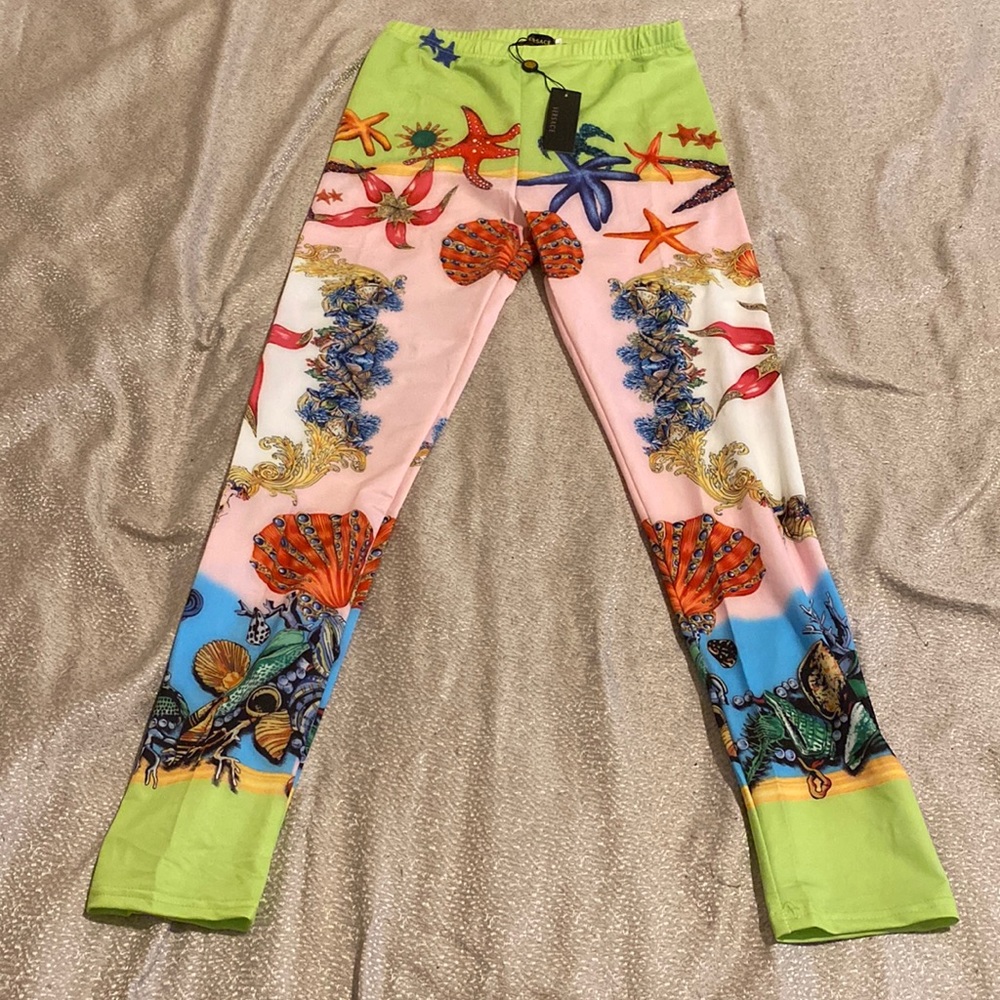 Women’s Versace Trousers. Size Large but fits like a Medium. Multi-Color Pattern
